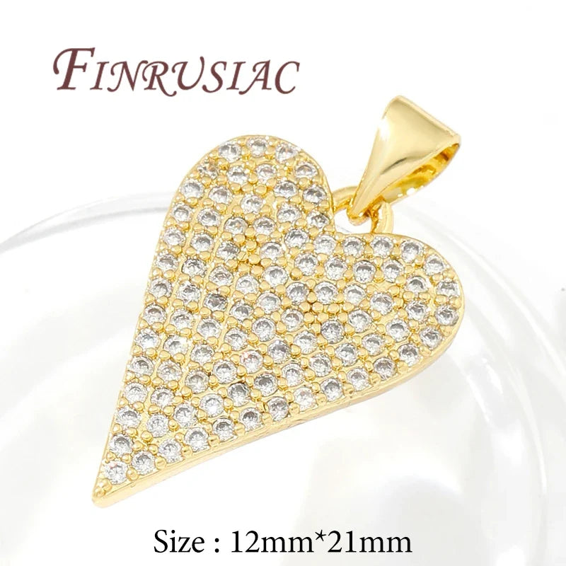 18K Gold Plated Zircon Charms – Sun Heart Star Pendants DIY