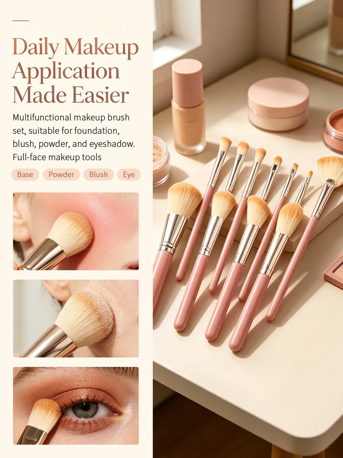 13-Piece Soft Fluffy Makeup Brush Set – Foundation & Eyeshadow