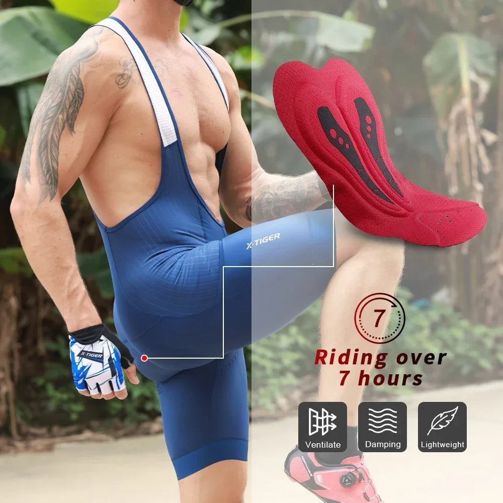 X-TIGER Men's Pro Cycling Bib Shorts | Foam Cushion, Lycra