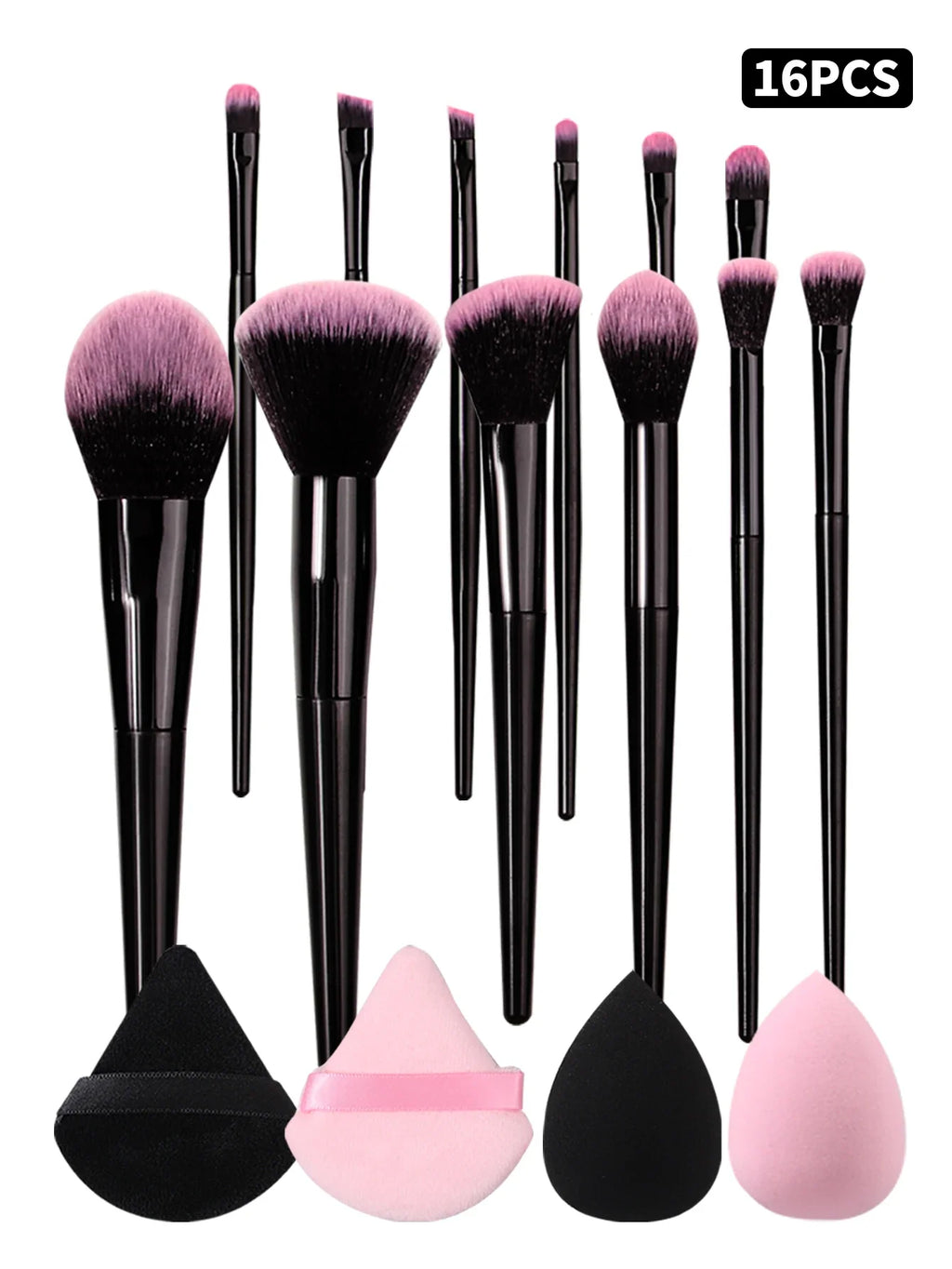 16 Pcs Makeup Brush Set – Powder, Blush & Eyeshadow Brushes