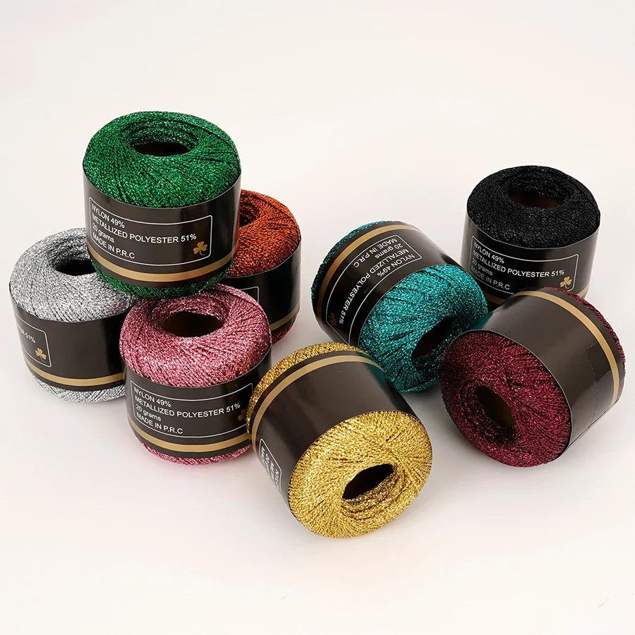 1mm Gold & Silver Metallic Yarn for Crochet, Knitting & Weaving