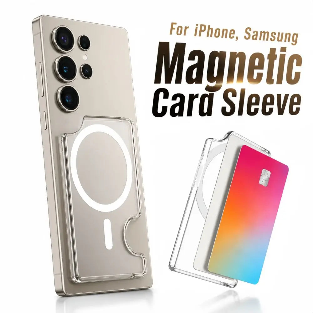 Transparent MagSafe Card Sleeve 2-Slot Magnetic Stand Wallet