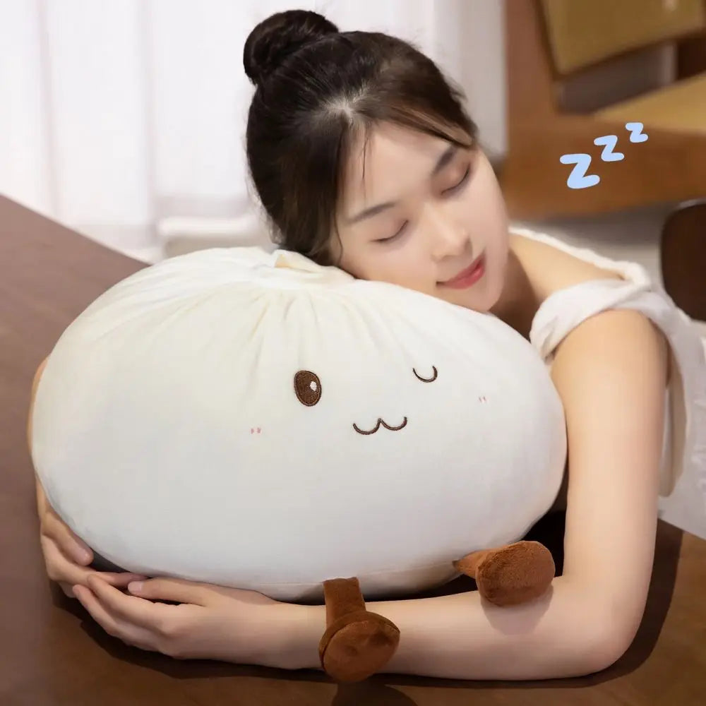Steamed Bun Dumpling Plush Pillow – Soft Kawaii Stuffed Toy
