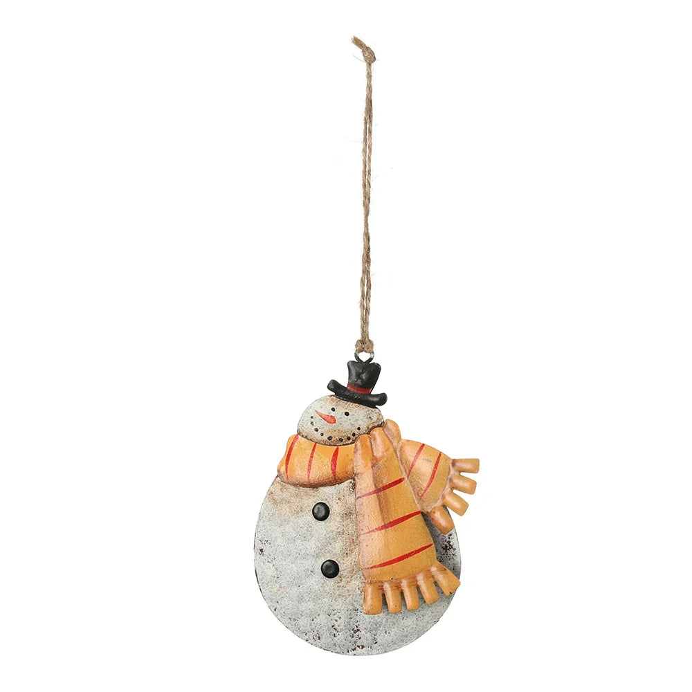 Retro Metal Christmas Ornaments – Angel, Santa & Snowman Pendants