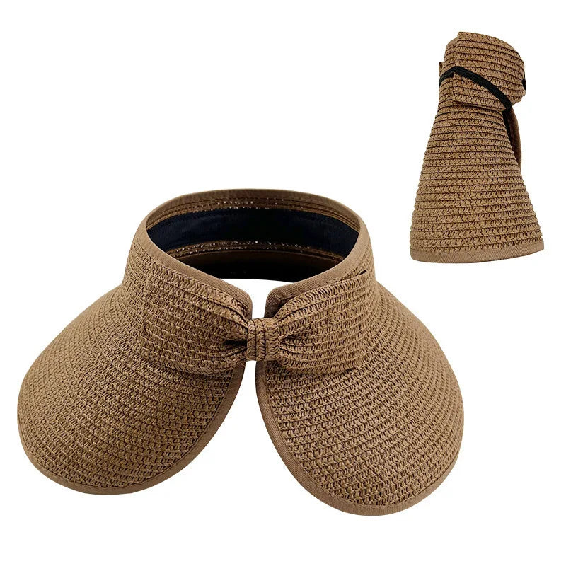 Women's Wide Brim Foldable Straw Sun Hat – UV Beach Visor