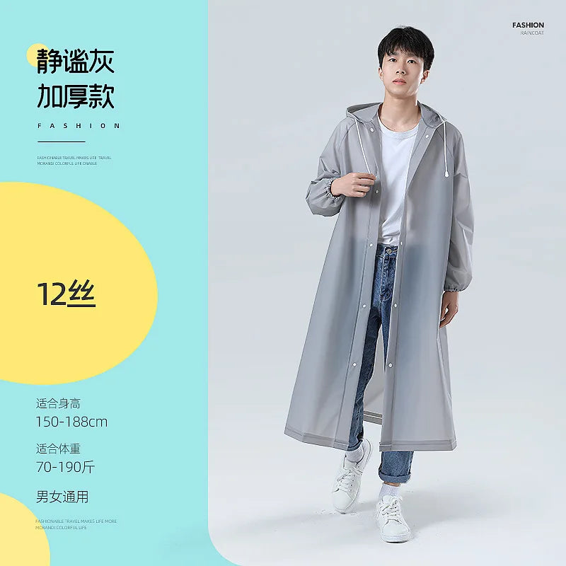 Reusable EVA Waterproof Rain Poncho – Transparent Adult Raincoat
