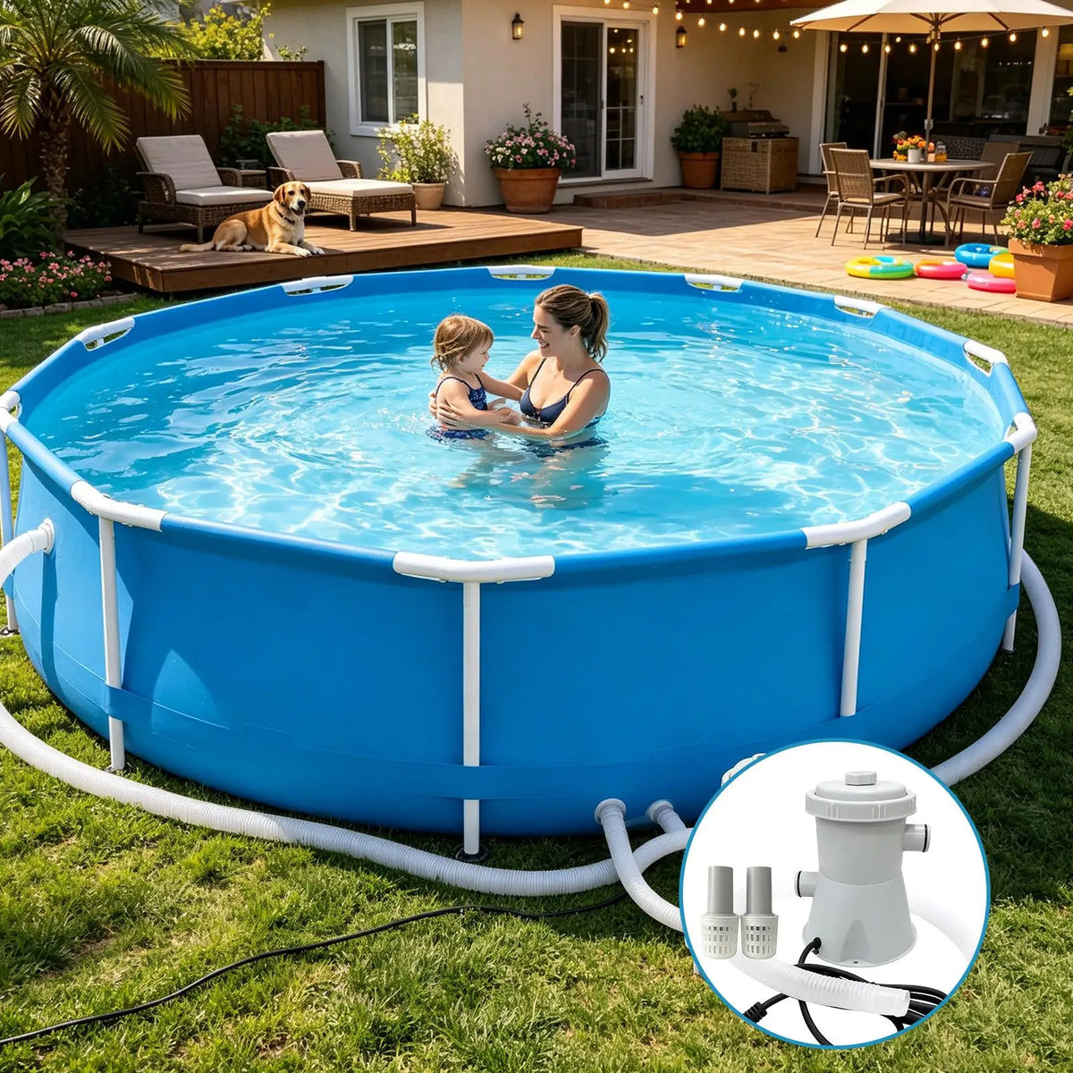 Swimming Pool Sand Filter Pump Set – Backyard Water Filtration