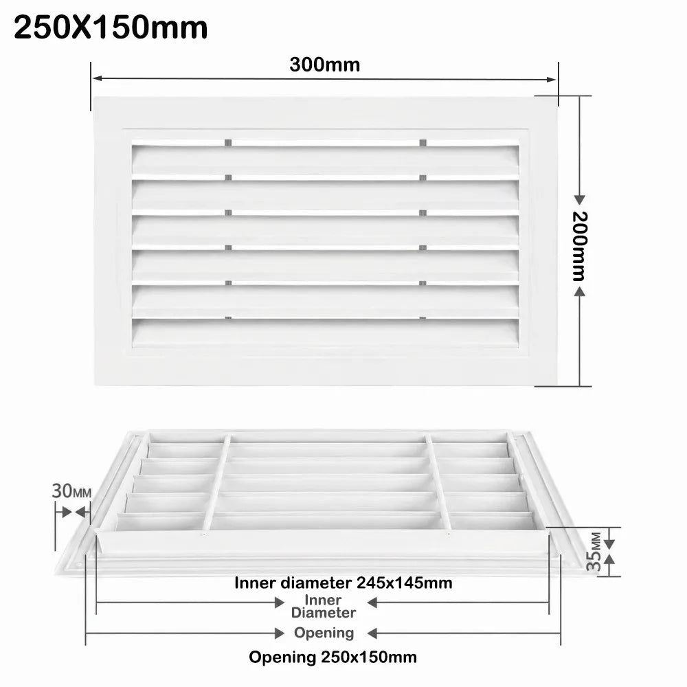 Aluminum Alloy Square Air Vent Grille White Return Vent Cover