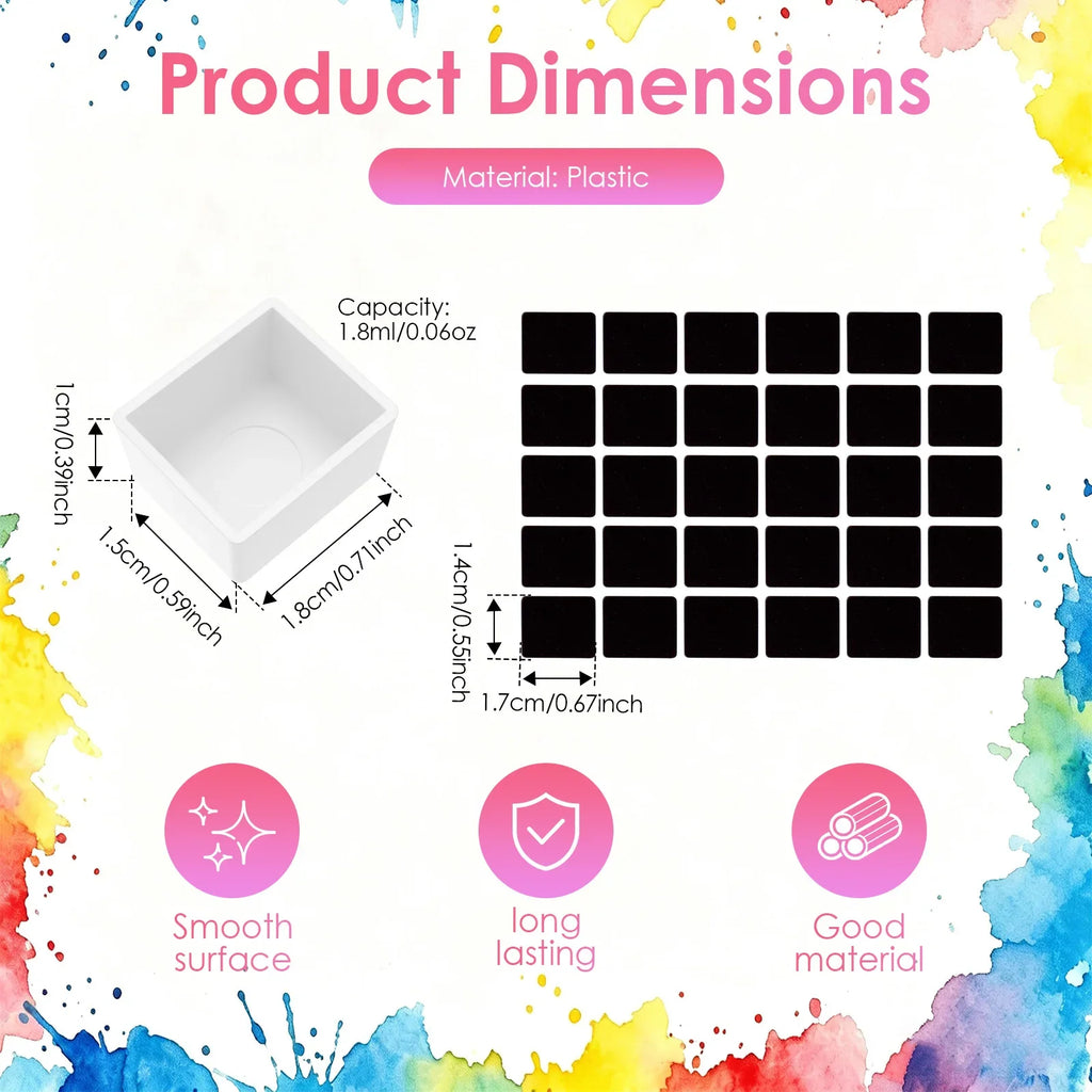 150 Empty Watercolor Half Pans with Magnetic Strips | DIY Palette