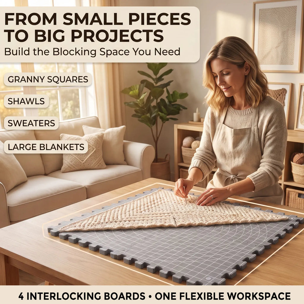 4-Piece Interlocking Foam Knitting & Crochet Blocking Mat Set