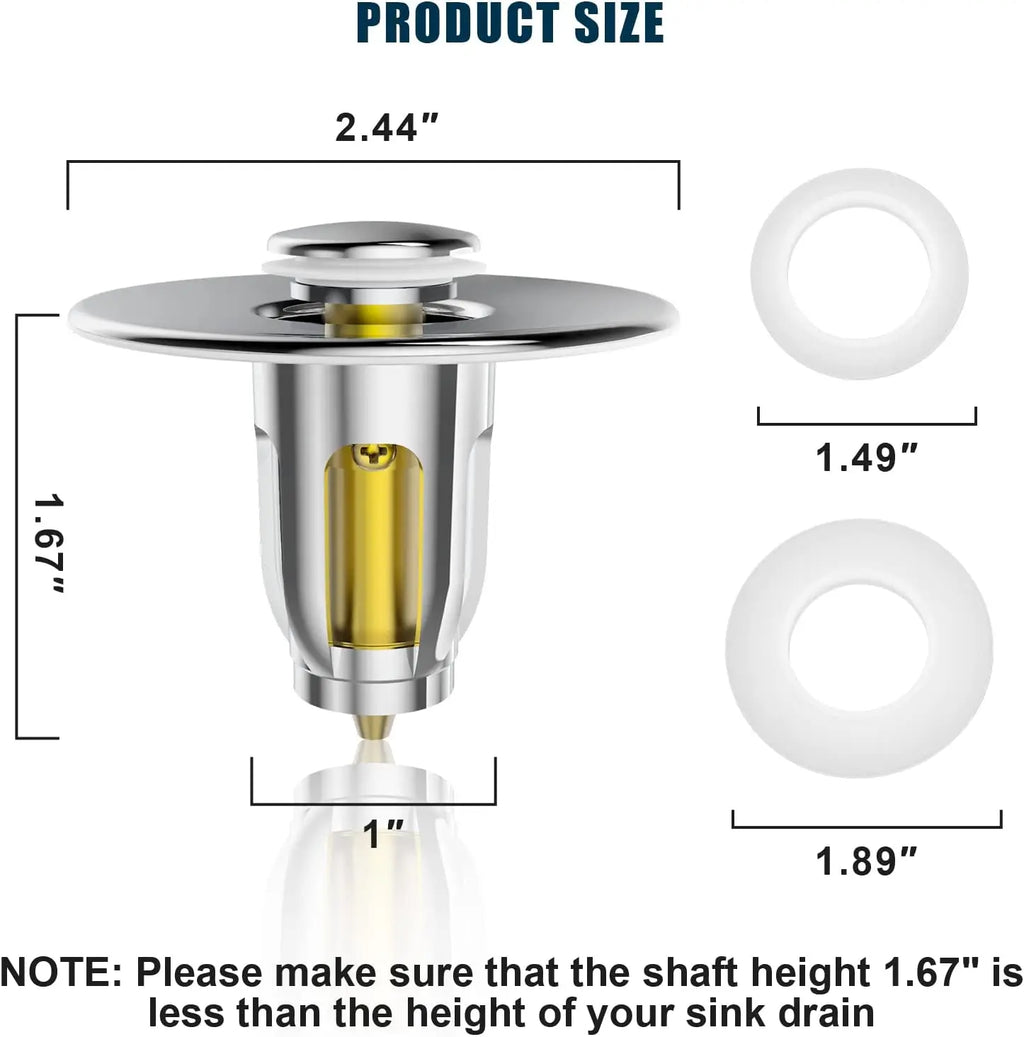 Universal Brass Pop-Up Drain Stopper & Hair Catcher Sink