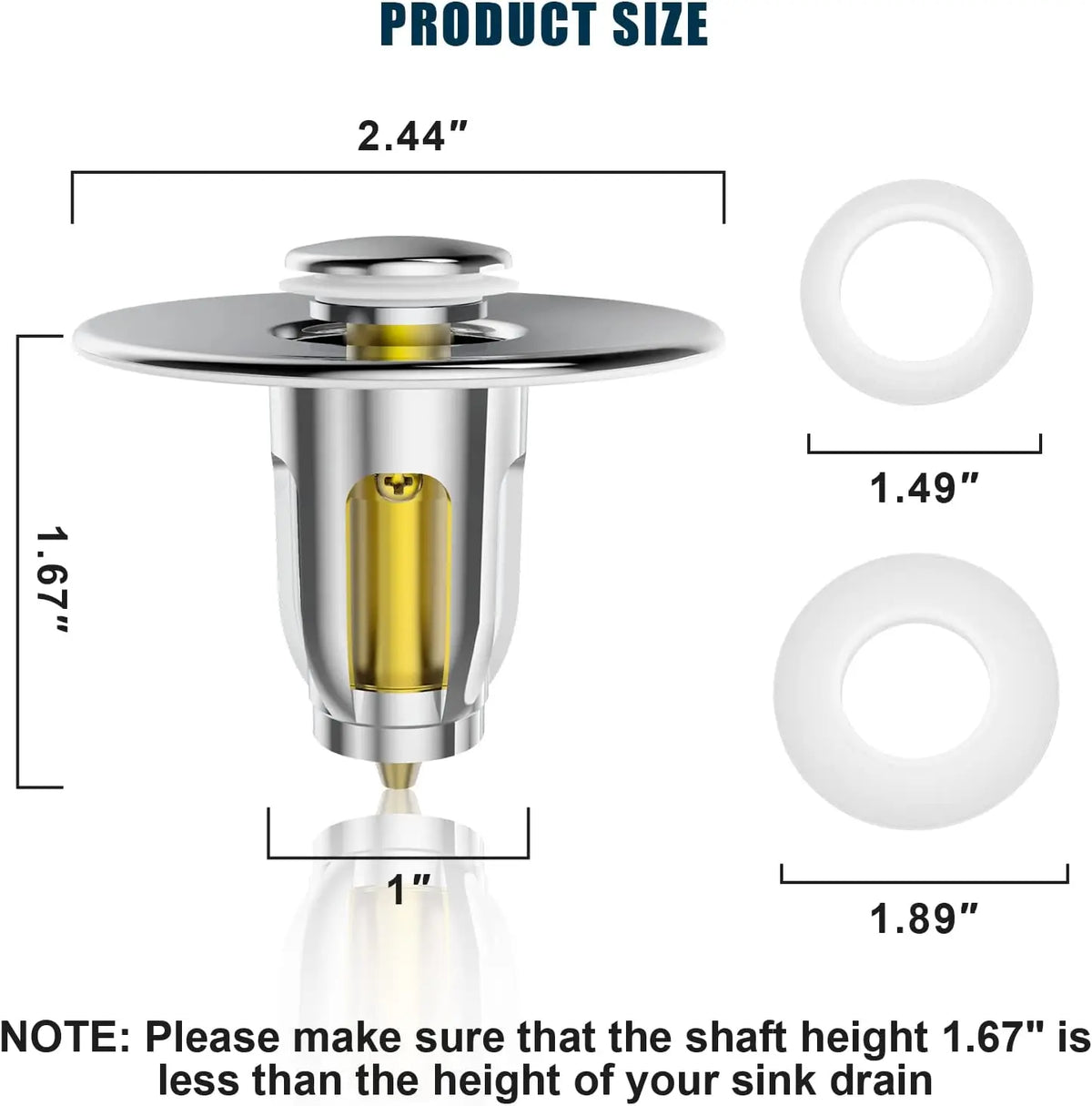 Universal Brass Pop-Up Drain Stopper & Hair Catcher Sink
