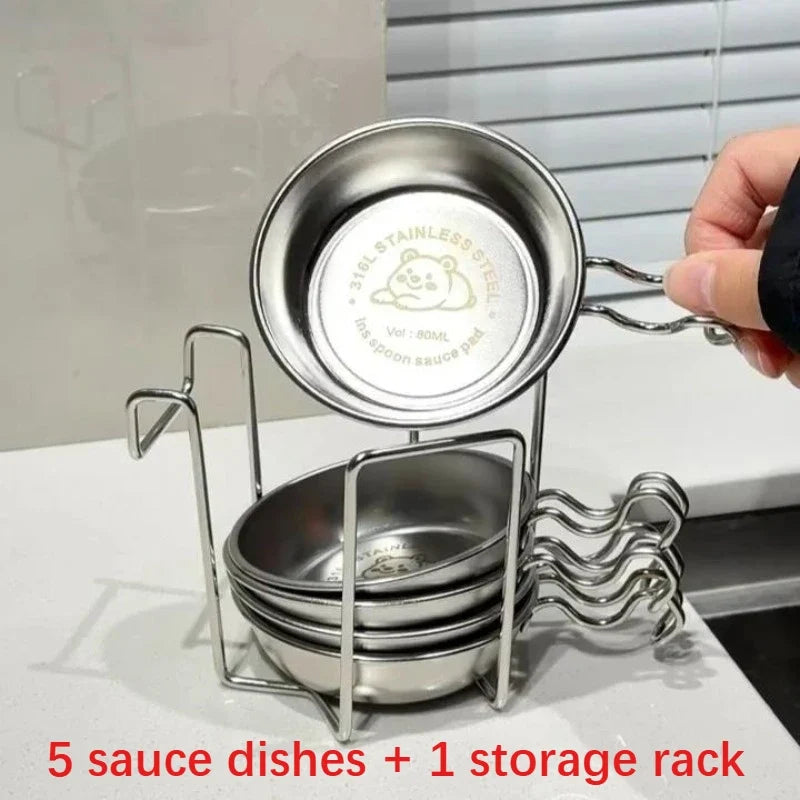 Korean Stainless Steel BBQ Dipping Sauce Dish Set