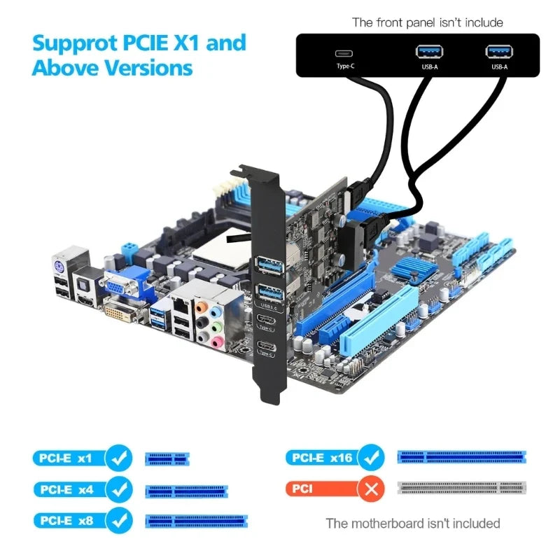 PCIe USB Expansion Card – 2x USB-A & 2x USB-C, 5 Gbps
