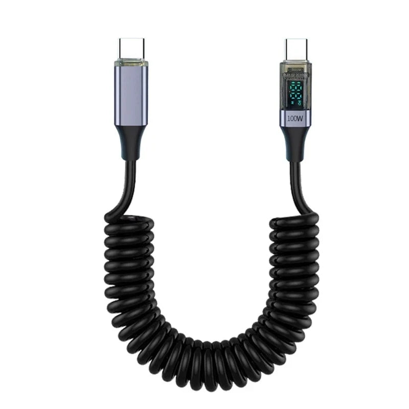 Retractable USB-C 100W PD Cable with Digital Display | 35–180cm
