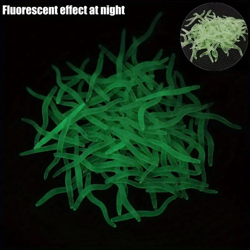 50pcs Silicone Worm Soft Fishing Bait 3.5cm Scented Lures