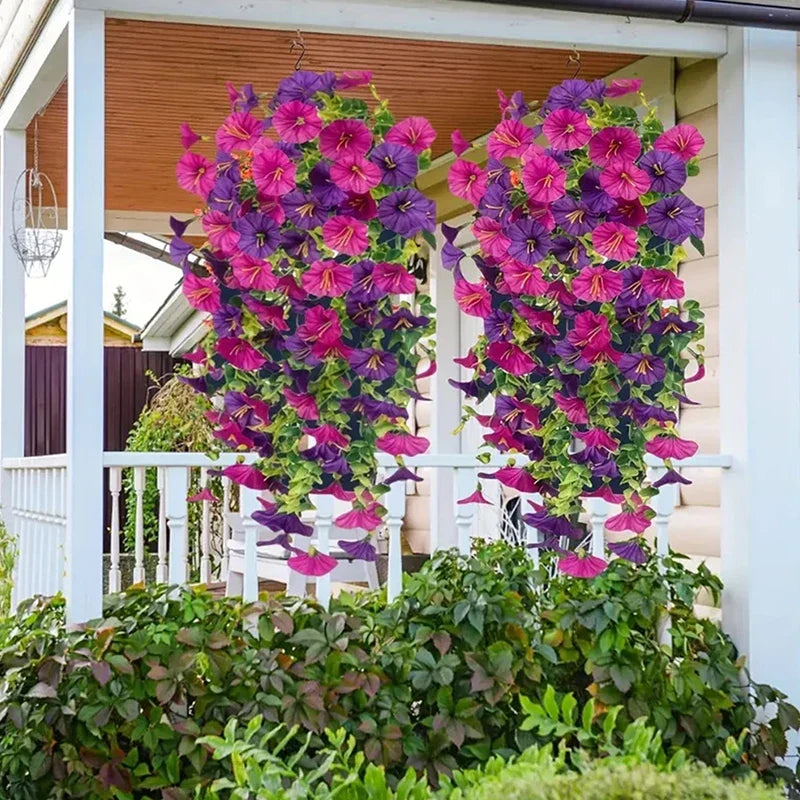 Artificial Morning Glory Wall Hanging Faux Flower Vine Decor