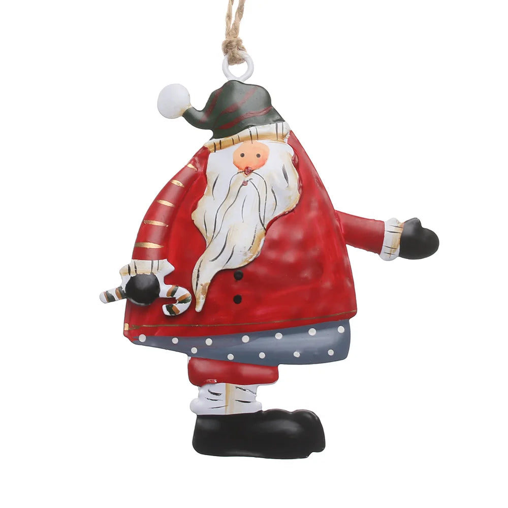 Retro Metal Christmas Ornaments – Angel, Santa & Snowman Pendants