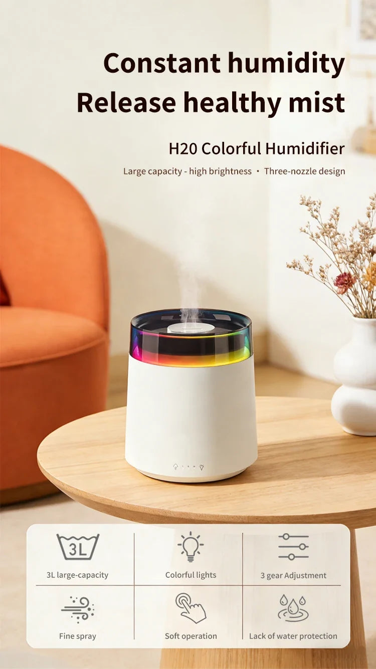 Ultrasonic Cool Mist Humidifier 3L | 16HR LED Quiet