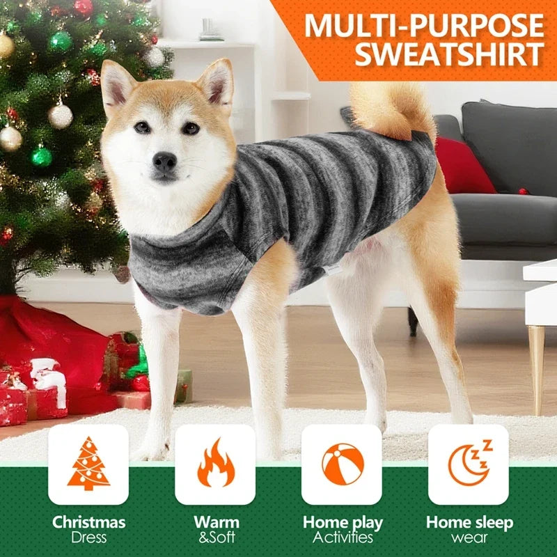 Winter Striped Dog Coat – Soft Warm Fleece Puppy Outfit XS–3XL