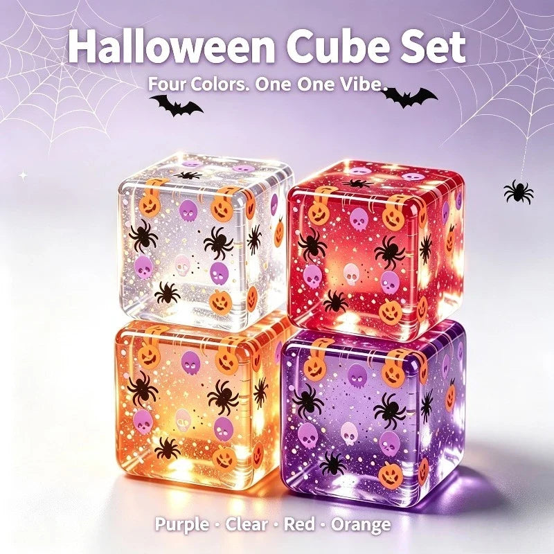 Halloween Squishy Ice Cube Fidget Toy – Pumpkin & Spider