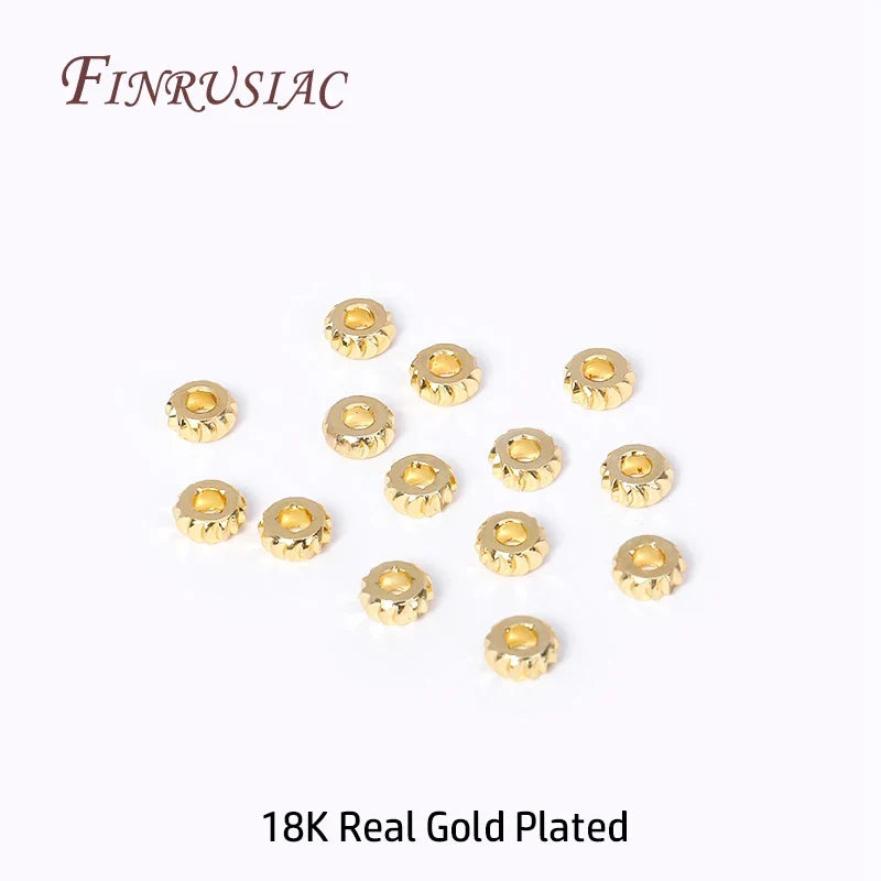 3mm 18K Gold Plated Brass Corrugated Spacer Beads | DIY Jewelry