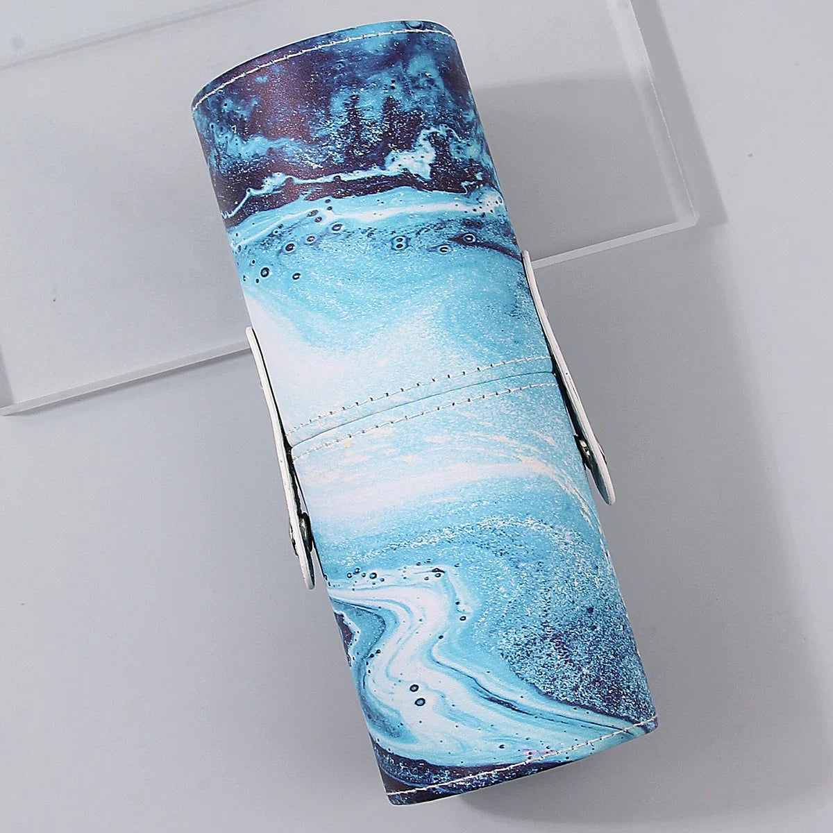 Blue & White Gradient Makeup Brush Holder | Large Capacity
