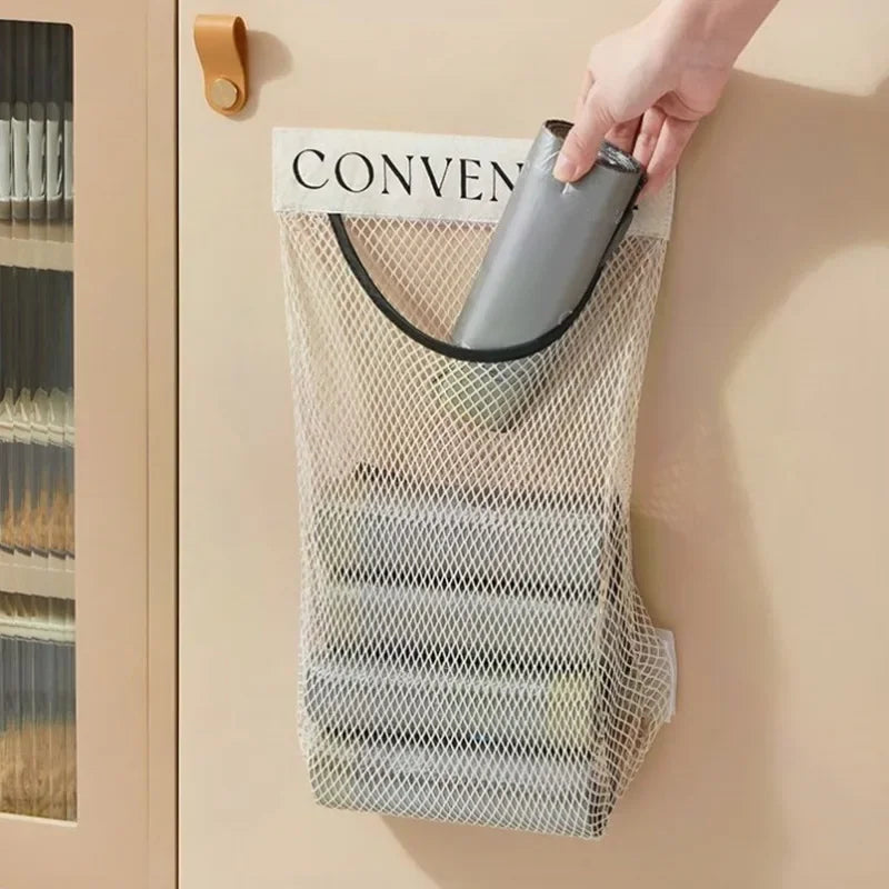 Wall Mount Mesh Bag Organizer – Grocery & Trash Bag Holder