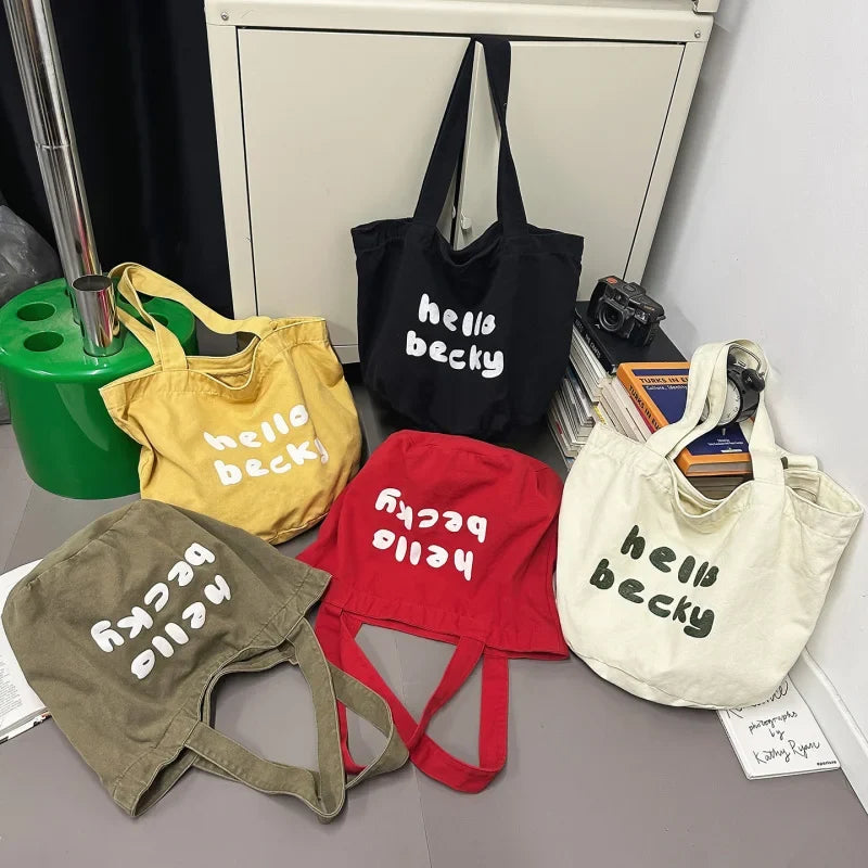 Vintage Washed Canvas Tote Bag – Large Women's Shoulder Bag