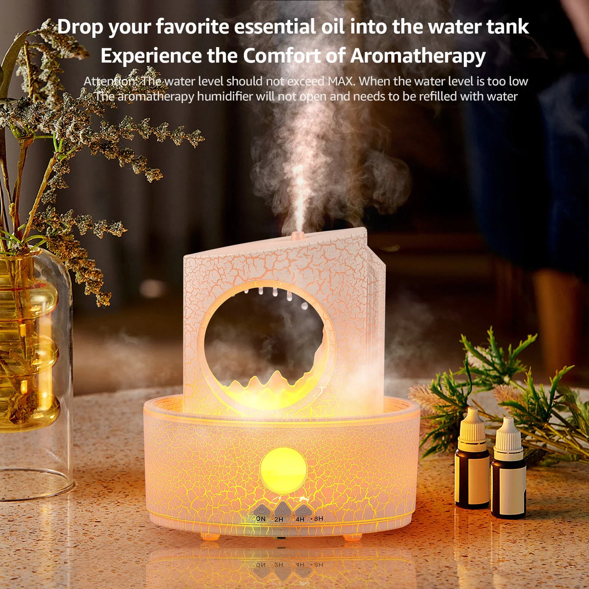 Raindrop Aroma Diffuser Humidifier 180ml – 3 Timers & Night Light