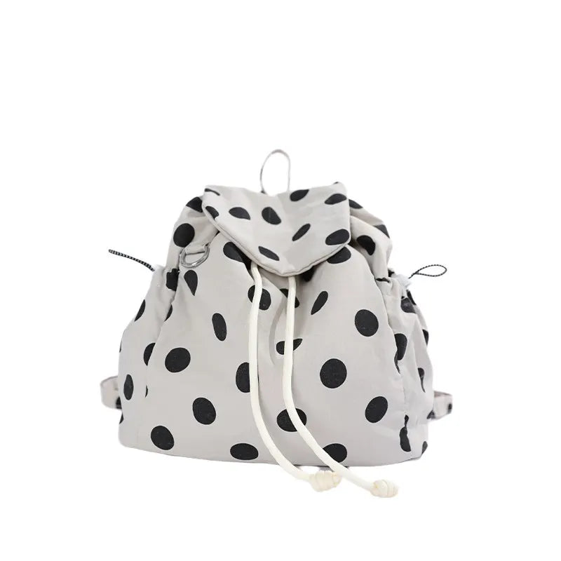 Korean Polka Dot Nylon Backpack – School & Commuter Bag