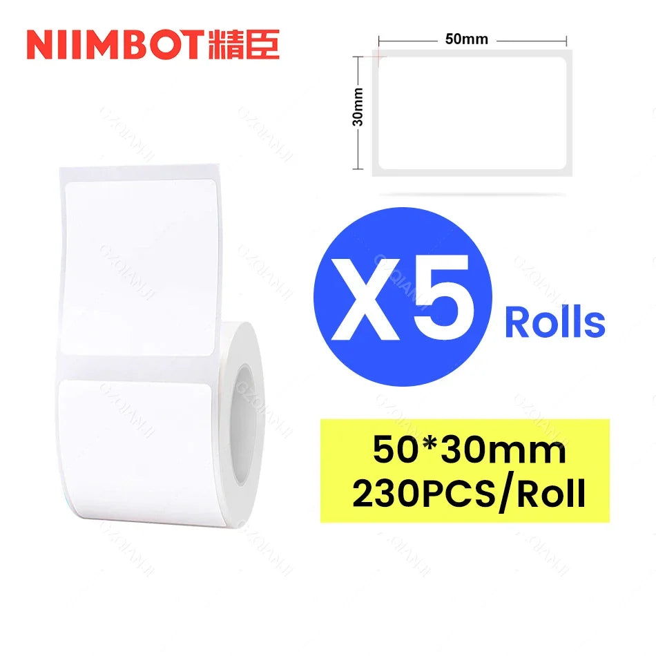 NiiMbot Thermal Label Rolls – Round White Waterproof Stickers