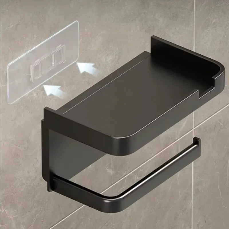 Wall-Mount Toilet Paper Holder & Storage Rack – ABS Plastic