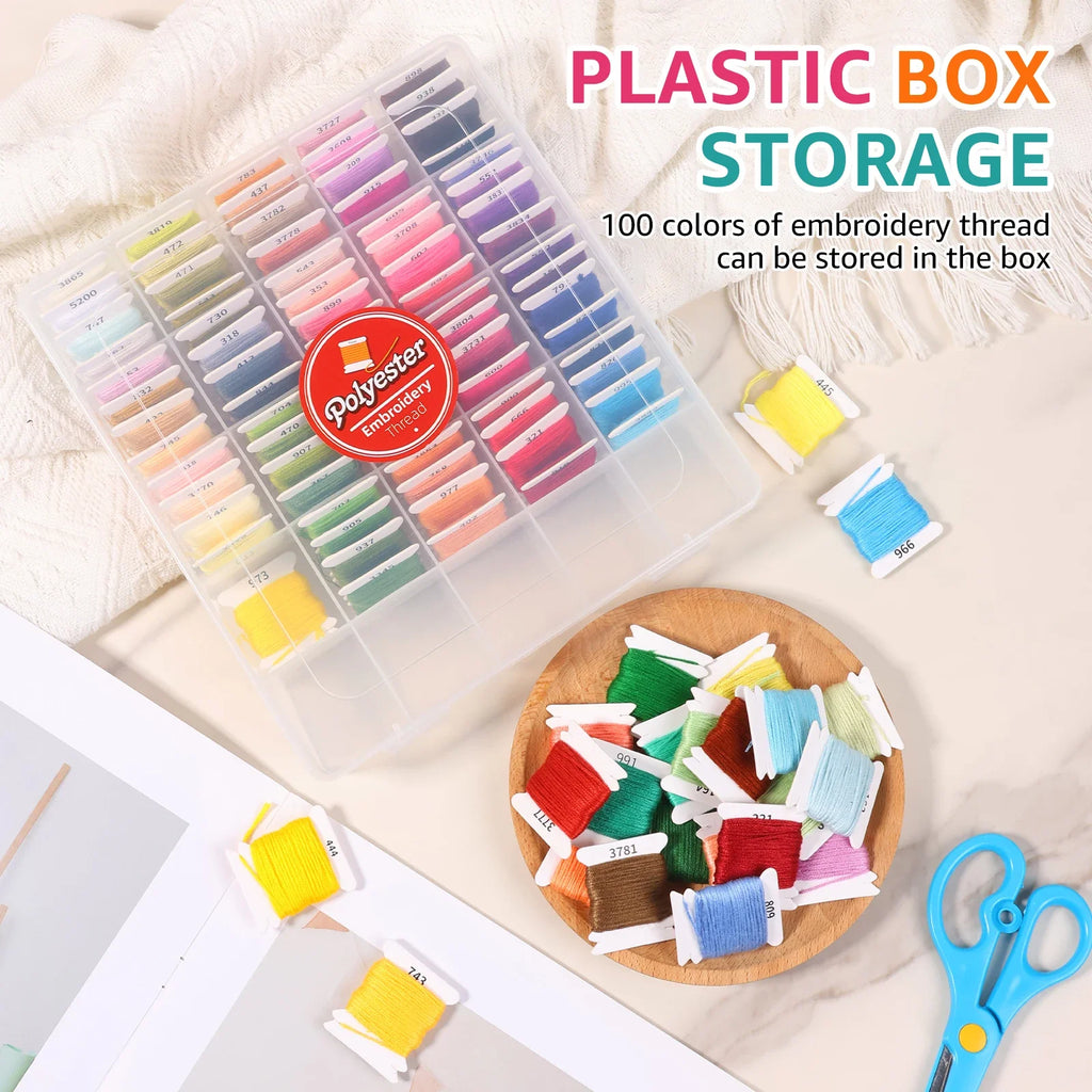 100 Colors Embroidery Floss Kit – DMC Cross Stitch Thread Set