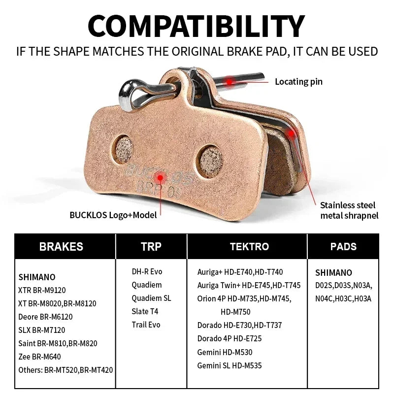 BUCKLOS Sintered-Metal Disc Brake Pads – Shimano D02S/D03S