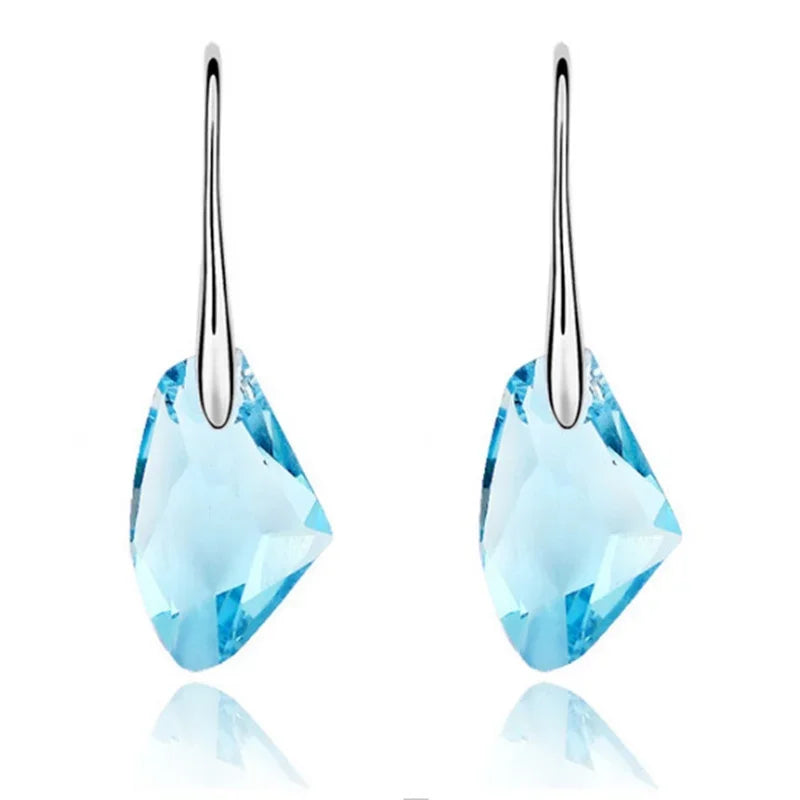 Women's Silver Crystal Teardrop Hook Drop Earrings | Gift