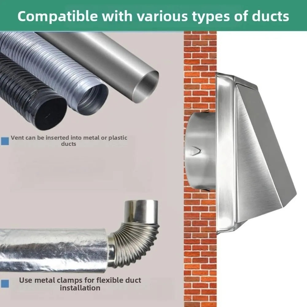 Square Stainless Steel Air Vent 4" 5" 6" – Ducting Outlet Cover