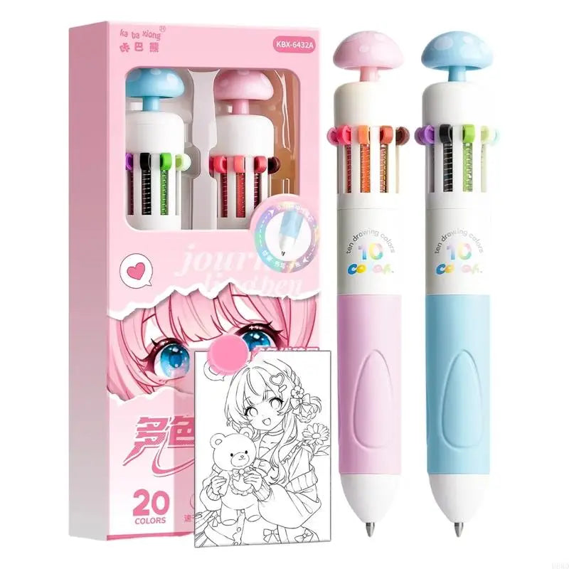 10-Color-in-1 Retractable Ballpoint Pens – 2 Pack | Multicolor