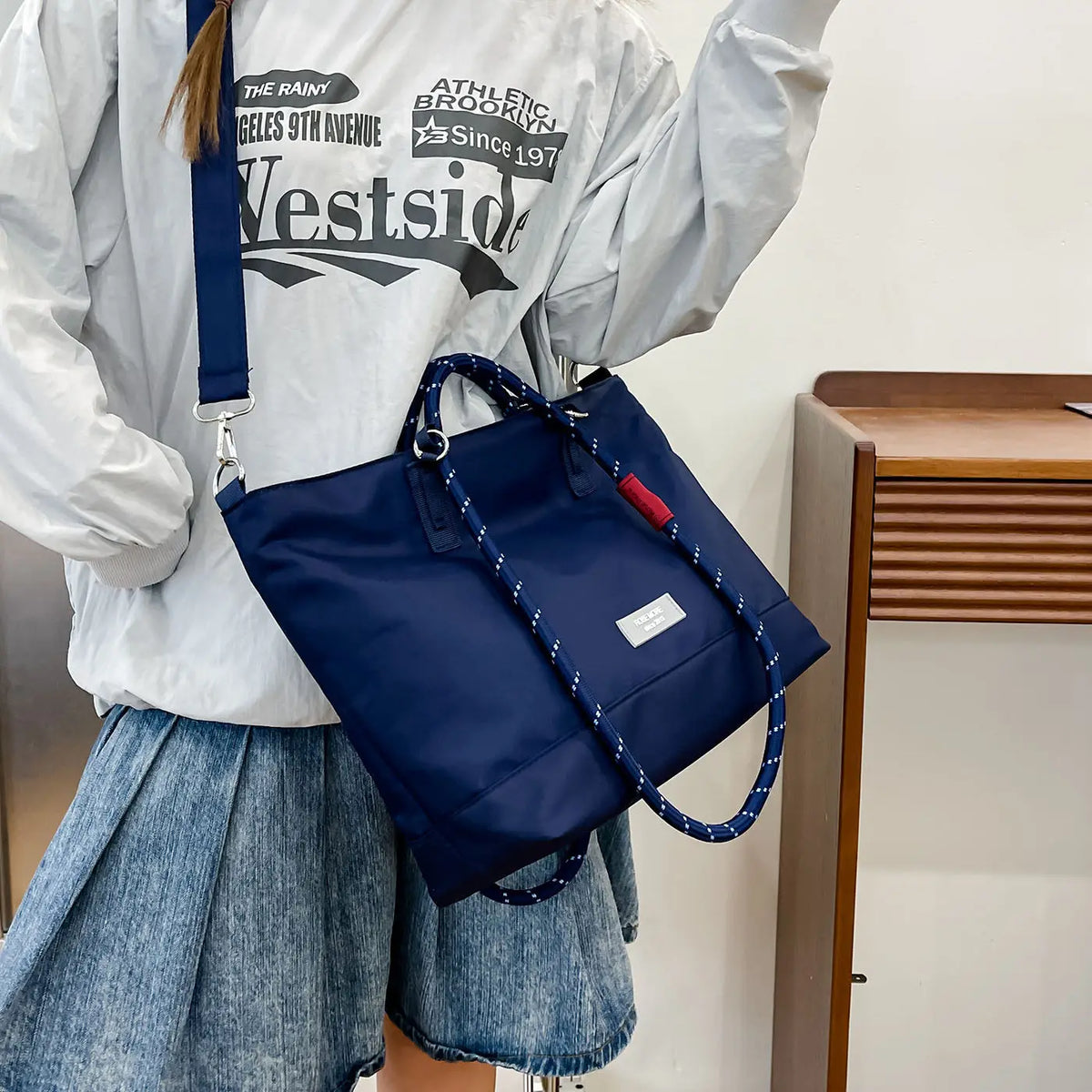 Nixie Large Nylon Tote Bag – Lightweight Waterproof Crossbody