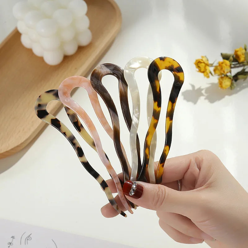 Retro Cellulose Acetate Hairpin – Vintage Tortoise Hair Clip