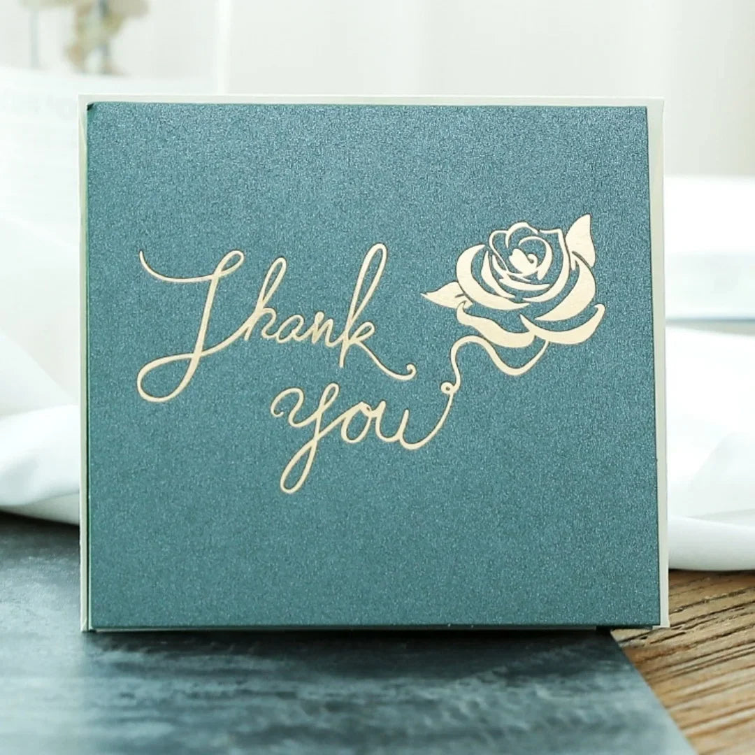Dark Blue Green Floral Greeting Card – Birthday & Thank You