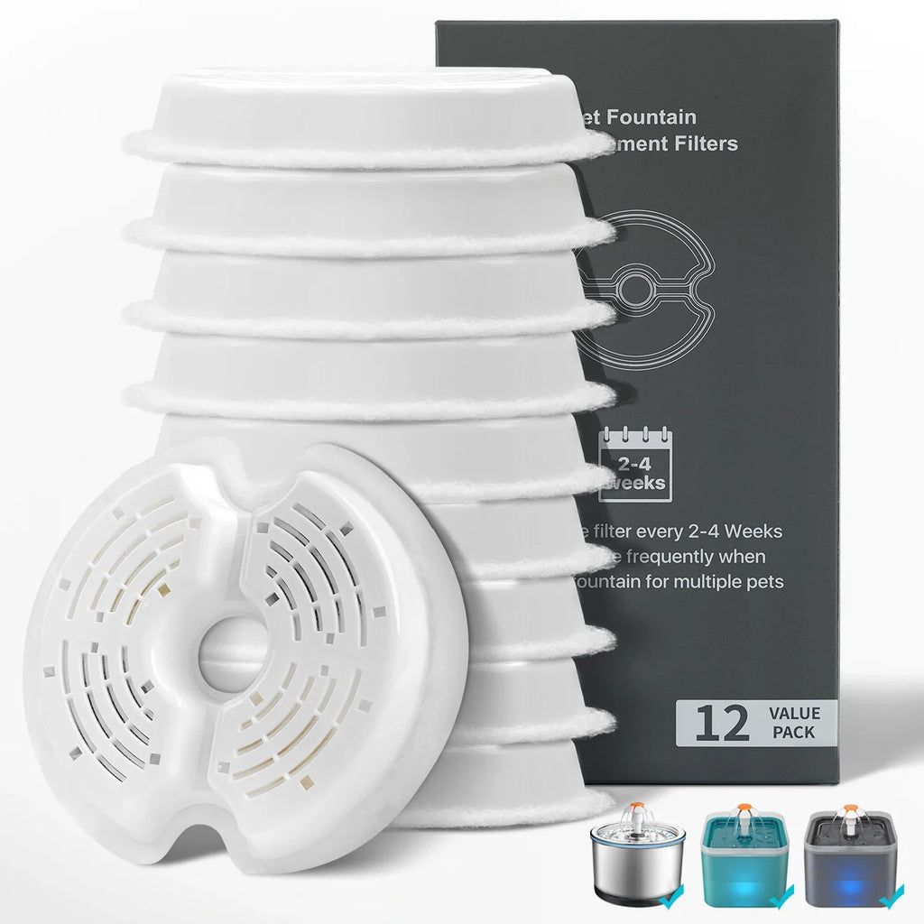 Cat Water Fountain Activated Carbon Filters – 4/8/12 Pack