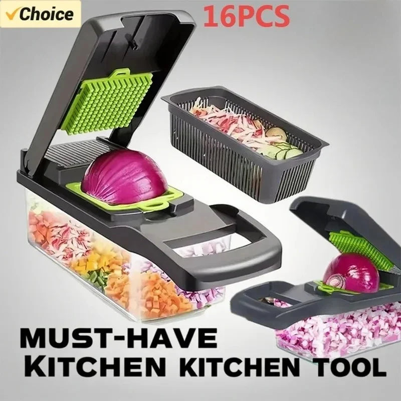 16-Piece Vegetable Chopper Slicer Dicer & Grater Kitchen Set