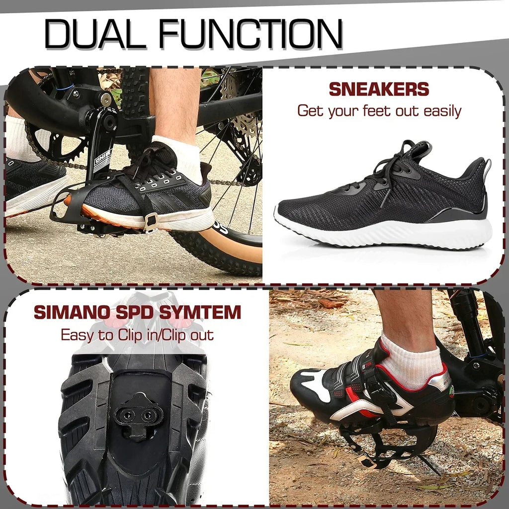 BUCKLOS Dual Function MTB Bike Pedals – Aluminum Alloy Non-Slip