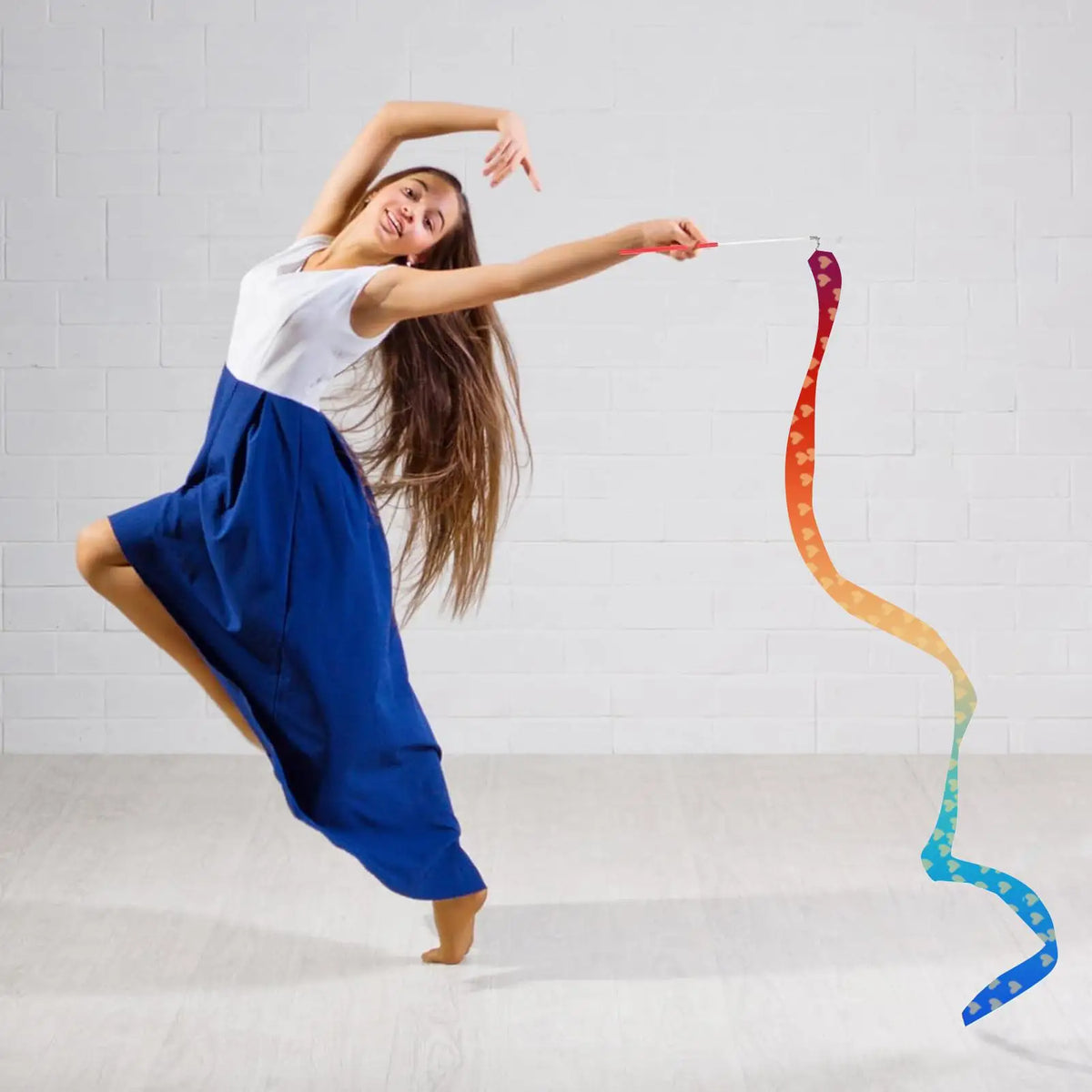 2M Rhythmic Gymnastics Dance Ribbon with Twirling Rod for Kids