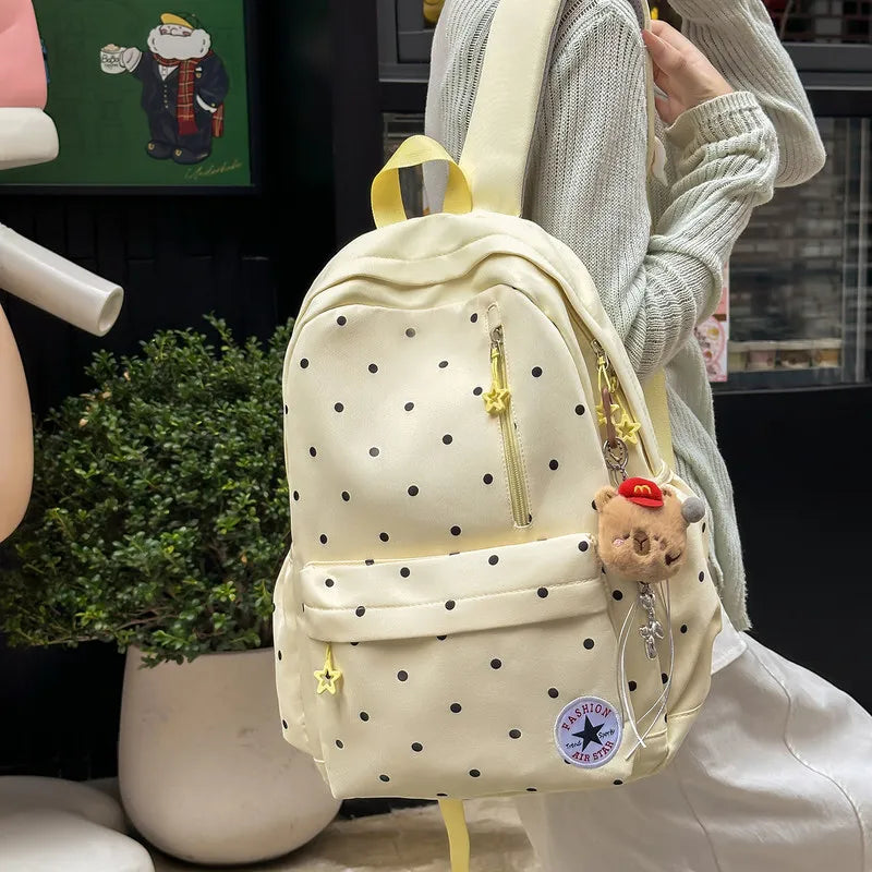 Japanese Polka Dot Backpack – Cute Girls School & Travel Bag