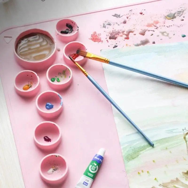 Silicone Art Painting Pad 23.6x15.7" | Palette & Brush Rest