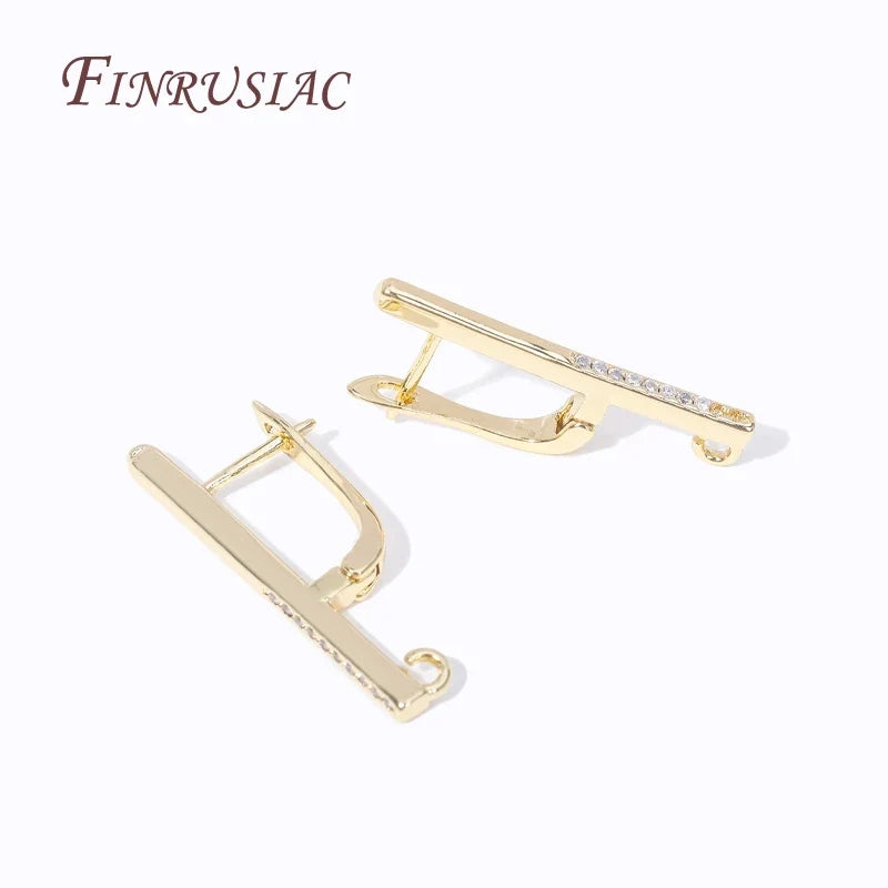 18K Gold Plated Zircon Earring Hooks | DIY Jewelry Findings