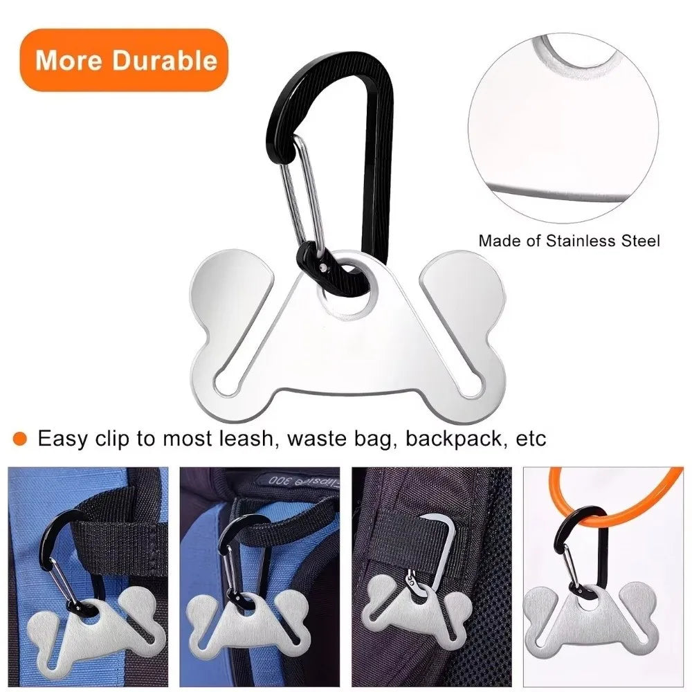 Stainless Steel Dog Poop Bag Holder with Clip | Hands-Free
