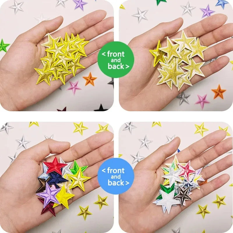 10pcs Star Iron-On Embroidered Patches for Clothing – Bulk Set